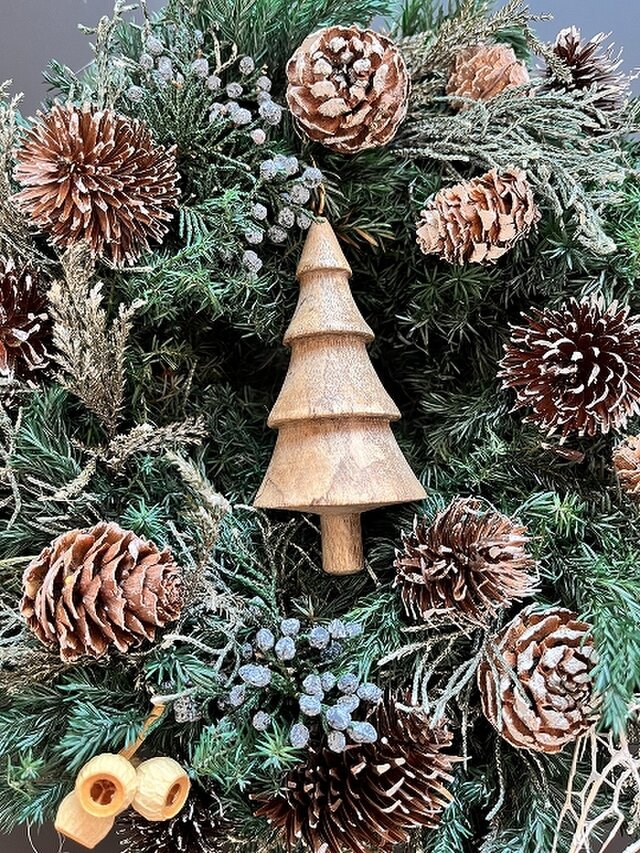 木ノ実のリース 木製オーナメント付き】 ノグルミと森の木の実のリース | iichi 日々の