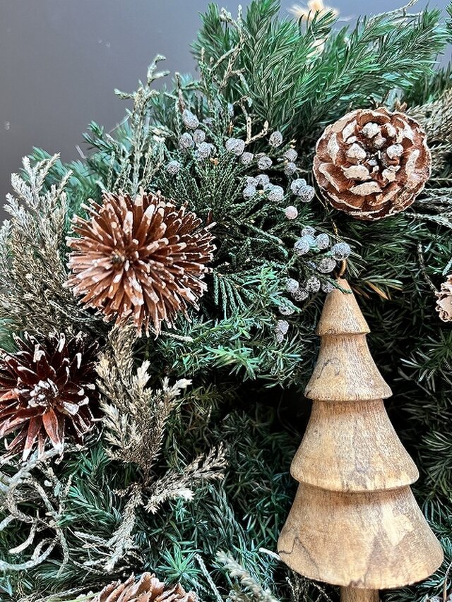 大きめ◈グリーンと木の実のリース クリスマス 木の実のリース・ナチュラル | Honey Garden/ハニーガーデン