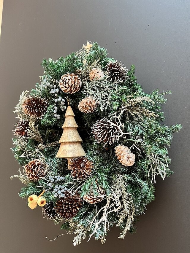 木製オーナメント付き】 ノグルミと森の木の実のリース | iichi 日々の
