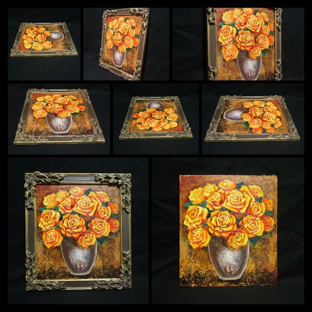 油絵 【黄色い薔薇】 | iichi 日々の暮らしを心地よくするハンドメイド
