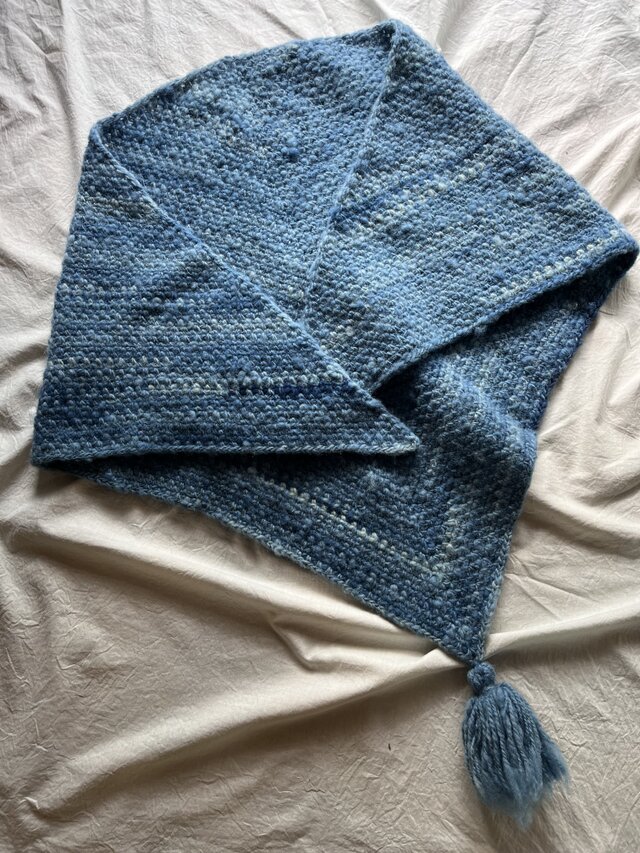 野良ショール ラムズイヤー様フライスランド羊チェリーさん(藍染)