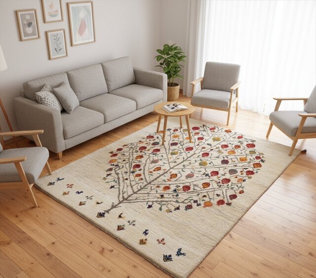 ペルシャ ギャッベ リビング ラグ 197x155cm ザクロの木