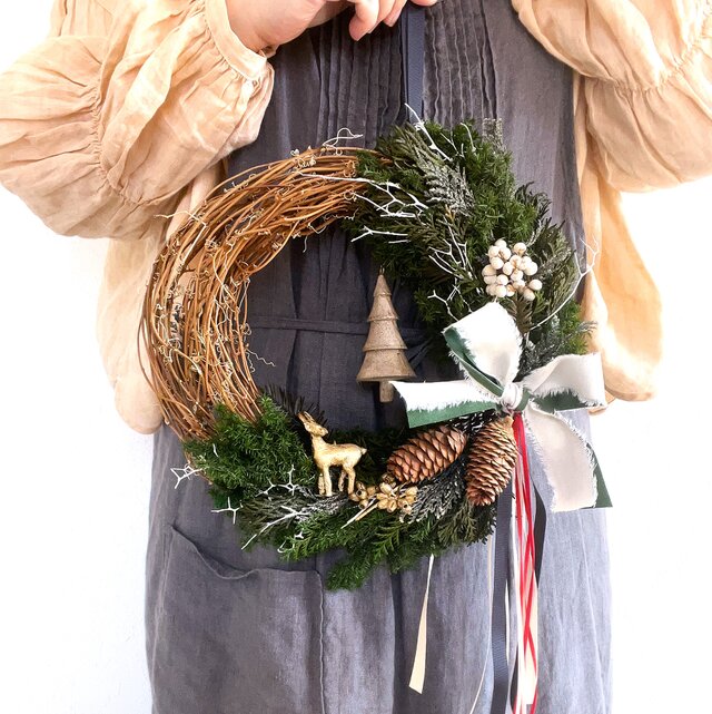 【冬の森のリース】　L