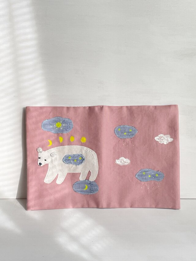 クマと月の満ち欠けブックカバー　A5サイズ