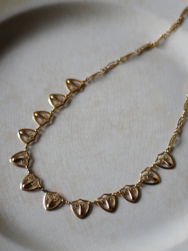 FN-18】 フィリグリー K18 アンティークネックレス フランス