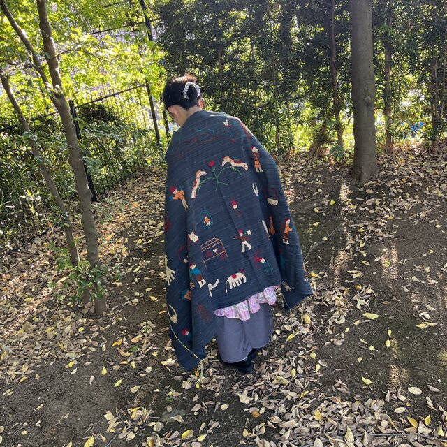 ミャンマー・チン族手刺繍布【インディゴ】Lot.3