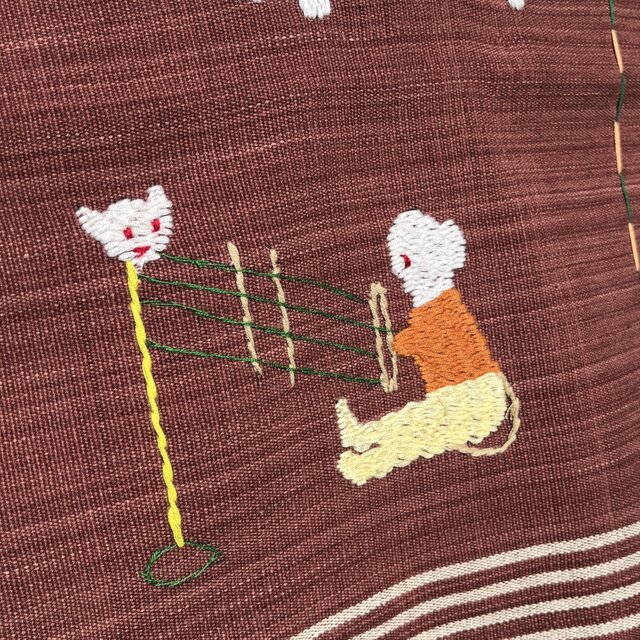 ミャンマー・チン族手刺繍布【ブラウン】Lot.2 | iichi 日々の暮らしを