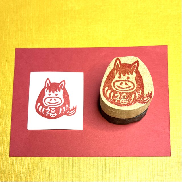 ⌘2026干支はんこ〓【午ダルマ】3×3cm | iichi 日々の暮らしを心地よく