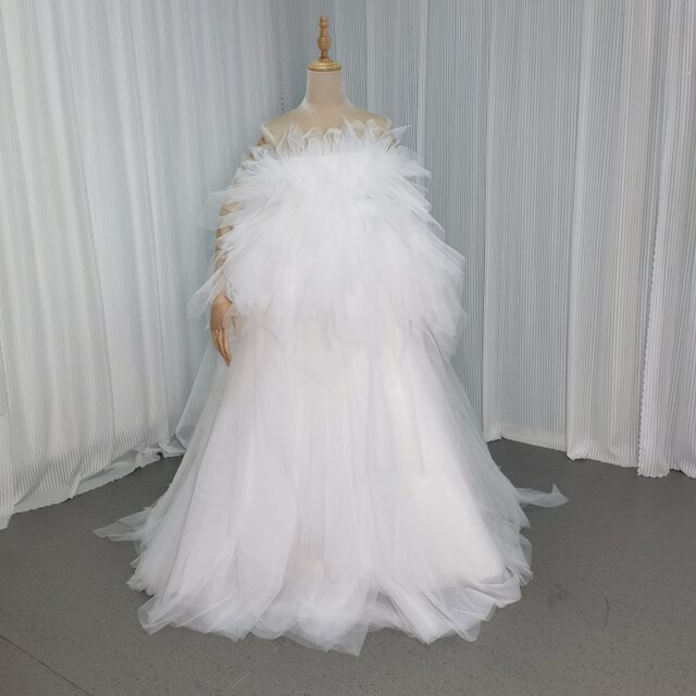 ウエディングドレス ベアトップ もこもこドレス アシンメトリードレス 結婚式 プリンセスライン 前撮り