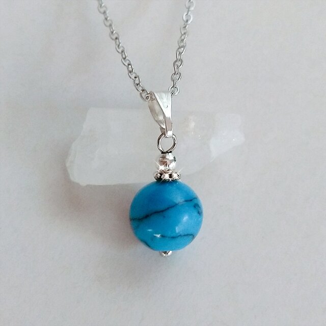 ターコイズ『12月の誕生石』天然石 サージカルステンレス ネックレス・ペンダント 金属アレルギー対応 変色しにくいのコピー