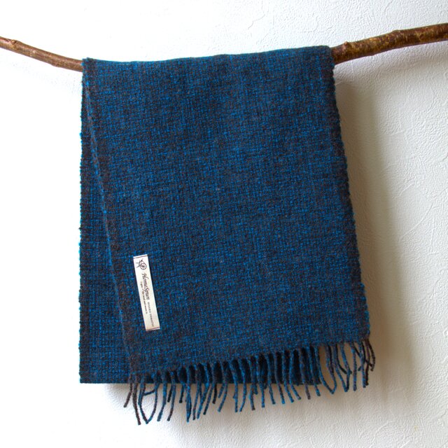 ホームスパンマフラー　チャコールグレー網代