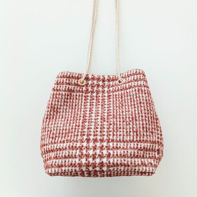 3way巾着ショルダーバッグ グレンチェック ウールツイード 尾州産 秋 冬