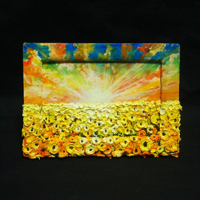油絵 【黄昏の向日葵】ミニ絵画 | iichi 日々の暮らしを心地よくする