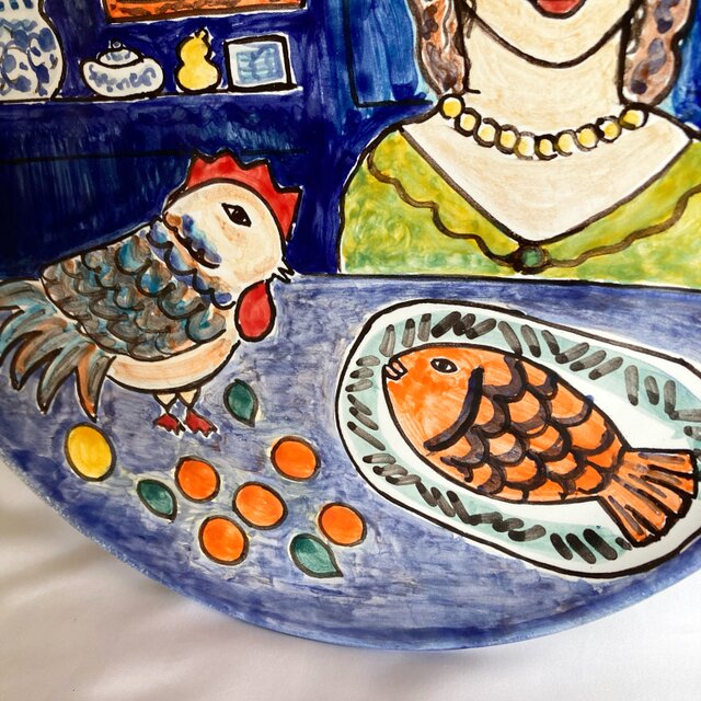絵皿 26cm ART004 Suppertime マヨリカ焼き イタリア陶器 ウォール