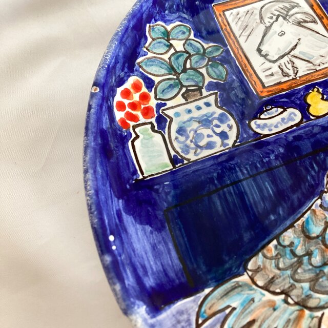 絵皿 26cm ART004 Suppertime マヨリカ焼き イタリア陶器 ウォール