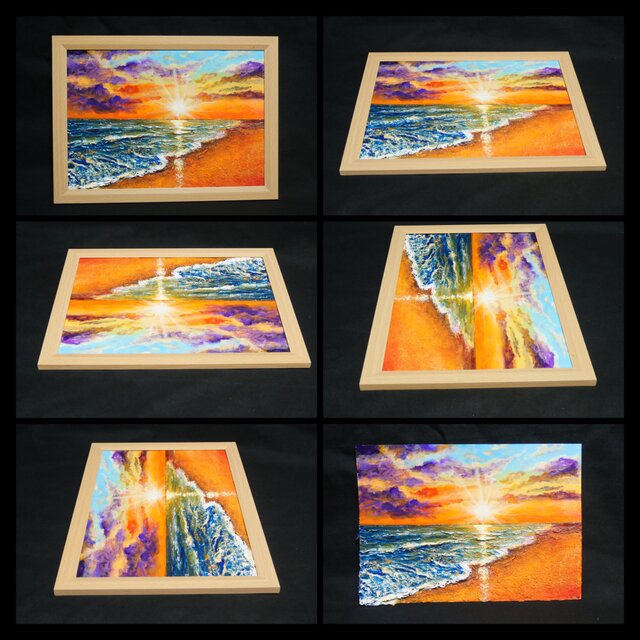 油絵 【夕陽に染まる海】 | iichi 日々の暮らしを心地よくする