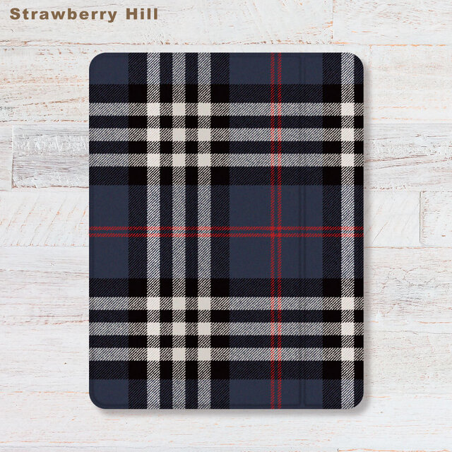 タータンチェック   iPadケース ペン収納 軽量 背面クリア あいぱっどけーす スタンド機能