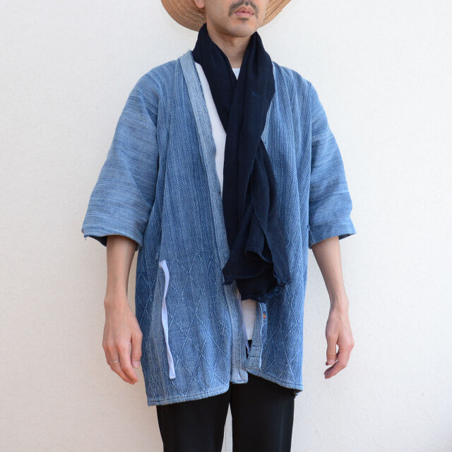 藍染 木綿 古布 二幅｜大正〜昭和初期｜藍無地｜ストール・インテリア