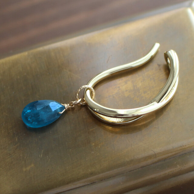 ✨知性的でクールなブルー✨ インディゴブルーカイヤナイト【L】のイヤーカフ