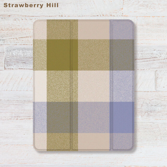 タータンチェック   iPadケース ペン収納 軽量 背面クリア あいぱっどけーす スタンド機能
