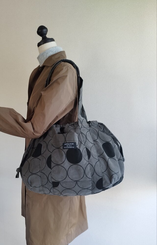 巾着風 ショルダーバッグ コール天