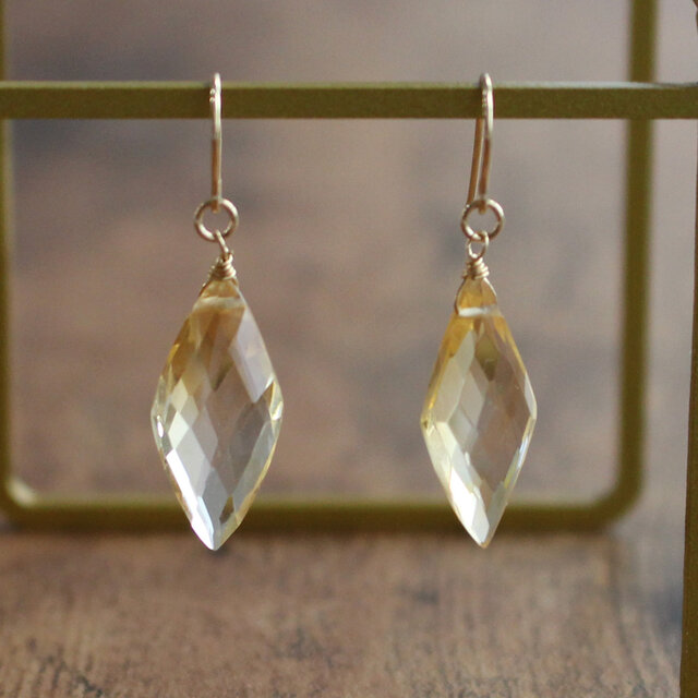 ✨11月誕生石✨ シトリン＜ダイヤカット＞のピアス（K14GF）