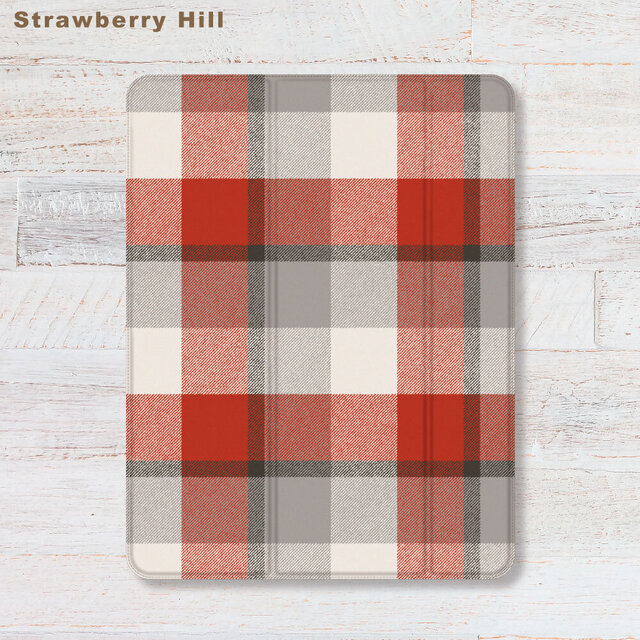 タータンチェック   iPadケース ペン収納 軽量 背面クリア あいぱっどけーす スタンド機能