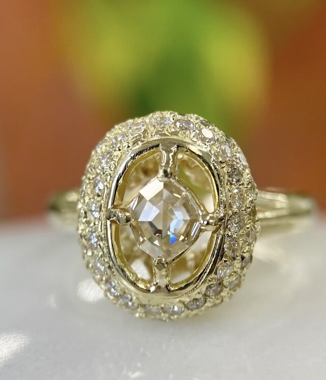 K14YGローズカットダイヤリング(送料無料)