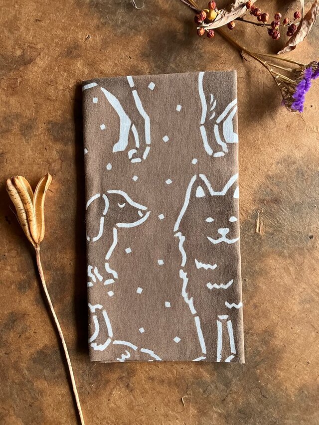 柿渋染め手ぬぐい　イヌ