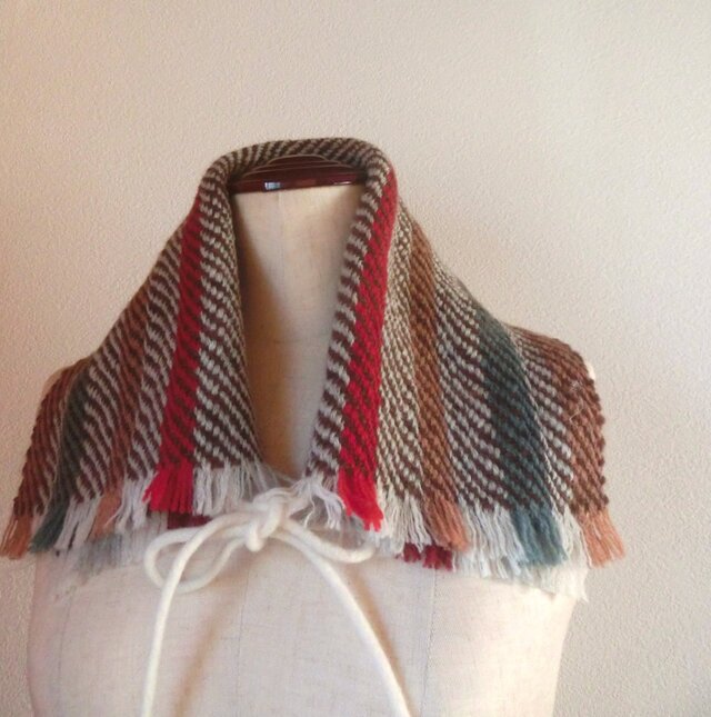 波模様　手織りティペット　２way