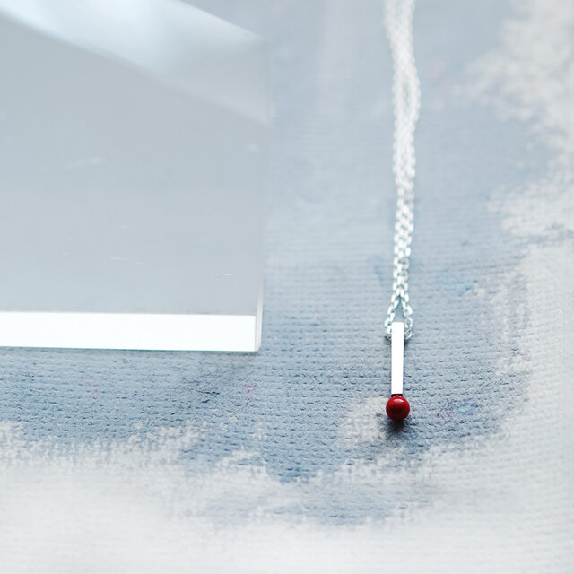 赤珊瑚 ミニ マッチ ネックレス シルバー925