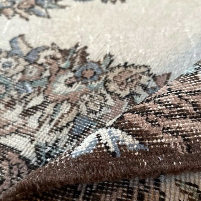 117×206 クリーム×焦茶ブラウン　メダリオン　トルコヴィンテージラグ 117×206 クリーム×焦茶ブラウン メダリオン トルコヴィンテージラグ