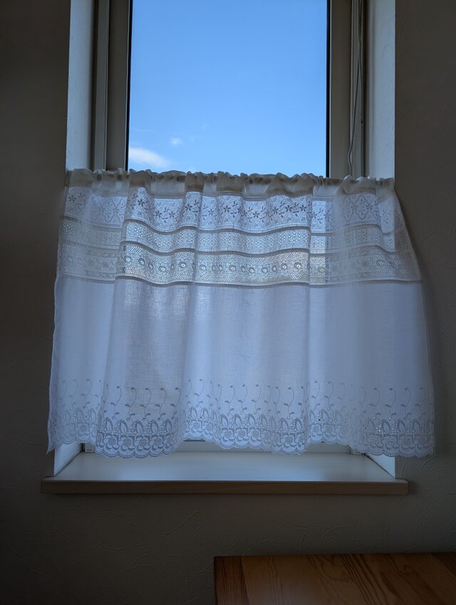 ♥️レトロな♥️可愛い♥️コットンレース＆レースリボン♥️カフェカーテン♥️