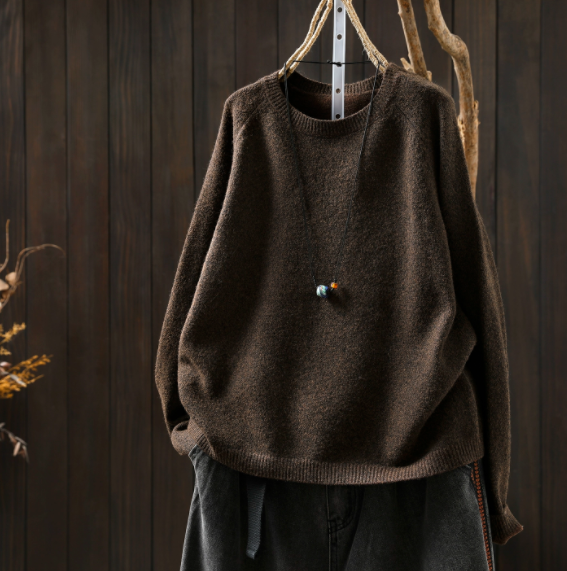受作｜綿 ニットセーター ふんわり 柔らかい ニット カジュアルトップス オーバーサイズ 秋冬