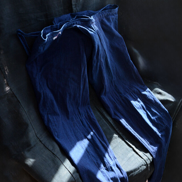 藍無地 木綿 パンツ 股引｜昭和中期 野良着 山袴｜ジャパンヴィンテージ｜ハンドメイド・リメイク素材にもお勧め