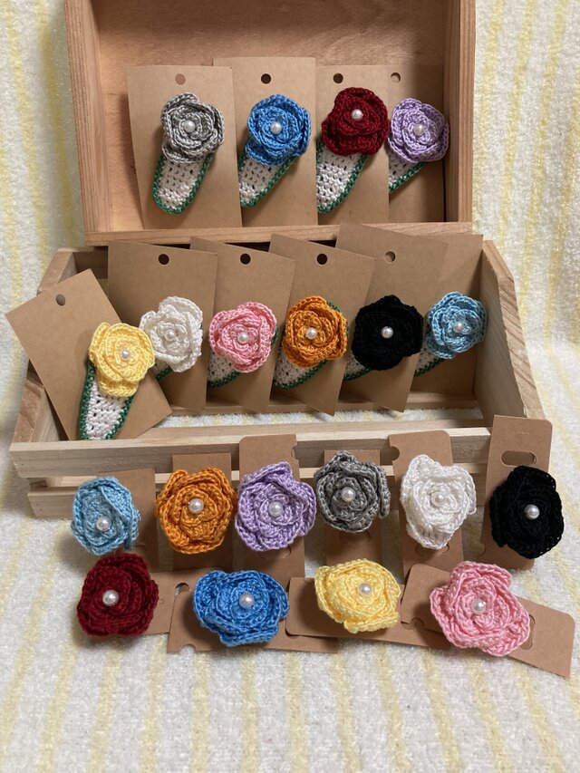 バラのぱっちんどめ・ブローチ【商品番号：2507】