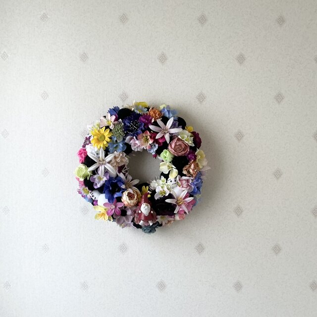 クリスマスリース （造花、リース、カラフル、ラブリー、雪だるま）の