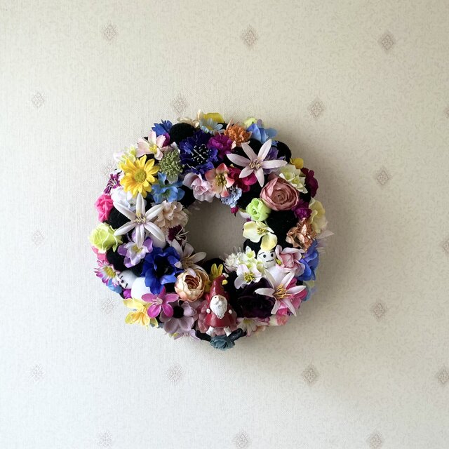 クリスマスリース （造花、リース、カラフル、ラブリー、雪だるま）の