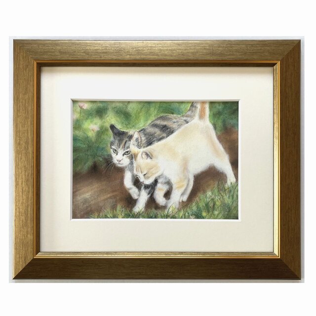 すりすり（パステル画　原画）