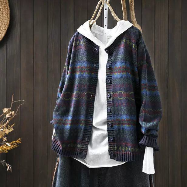 新作｜レディース プリント ニット カーディガン 春 アウター トップス