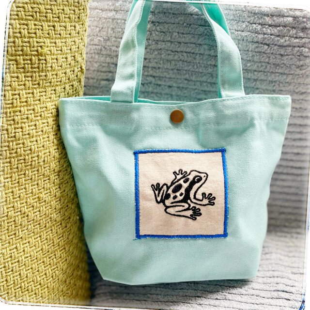 コバルトヤドクガエル ミニトートバッグ/帆布/ミントグリーン/ユニセックスデザイン