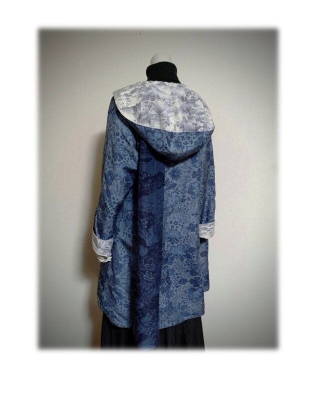 16 1点物 デッドストック大島紬 リバーシブルAラインコート 羽織り物