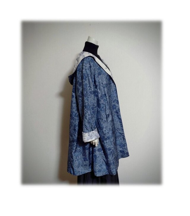 16 1点物 デッドストック大島紬 リバーシブルAラインコート 羽織り物