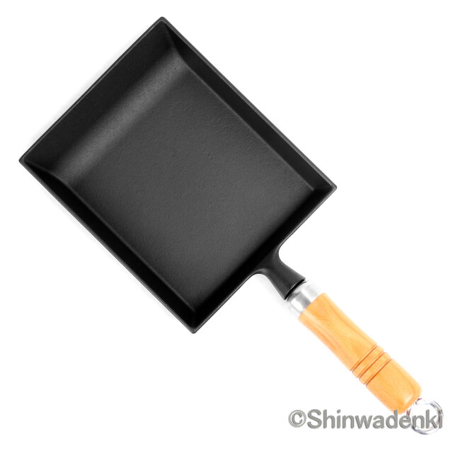 【お取り寄せ】南部鉄器 玉子焼 木柄付 日本製 直火・IH対応 アウトドア キャンプ