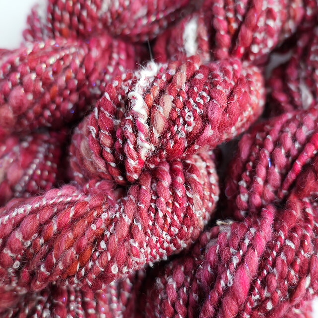 Christmas★ヴィンテージワイン｜50g/太め並太｜ウール｜モヘア｜手紡ぎ糸｜アートヤーン