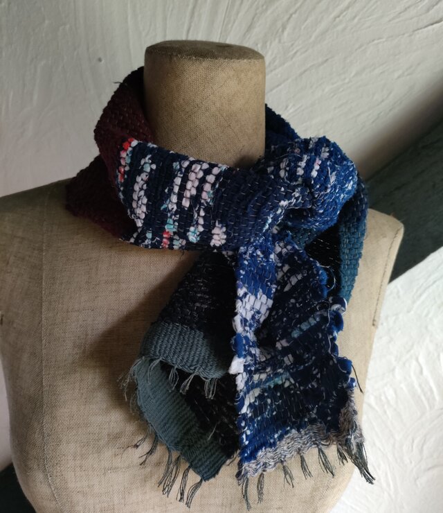 古布利用　綿マフラー　送料無料　[糸と糸]