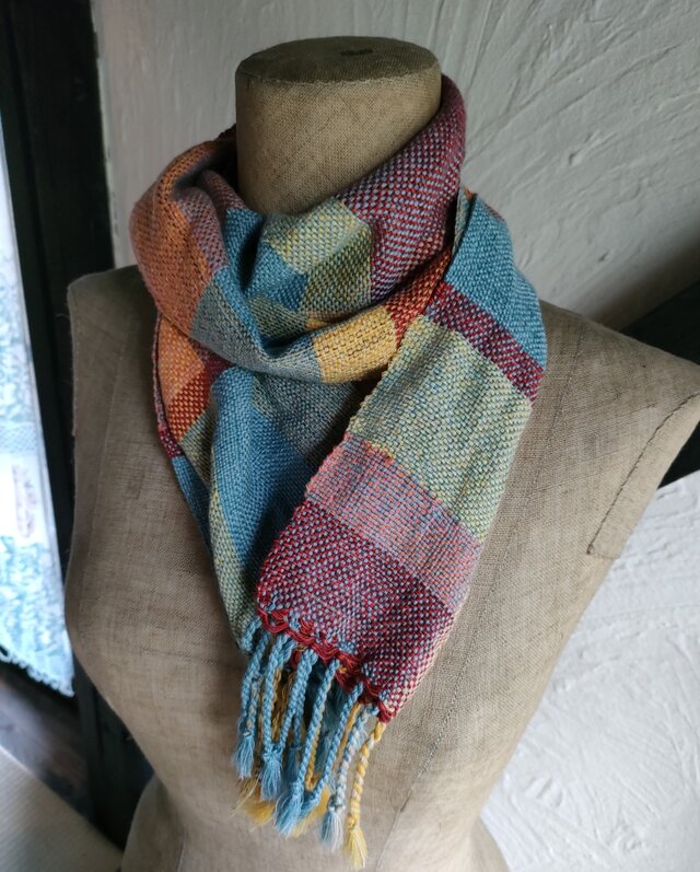 残糸利用　綿マフラー　送料無料　[糸と糸]