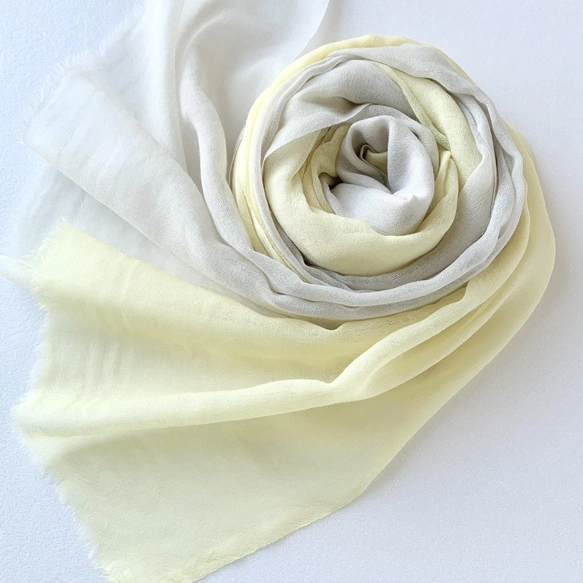 凸凹ここちよいウール＊浅黄色×利休白茶色＊ストール