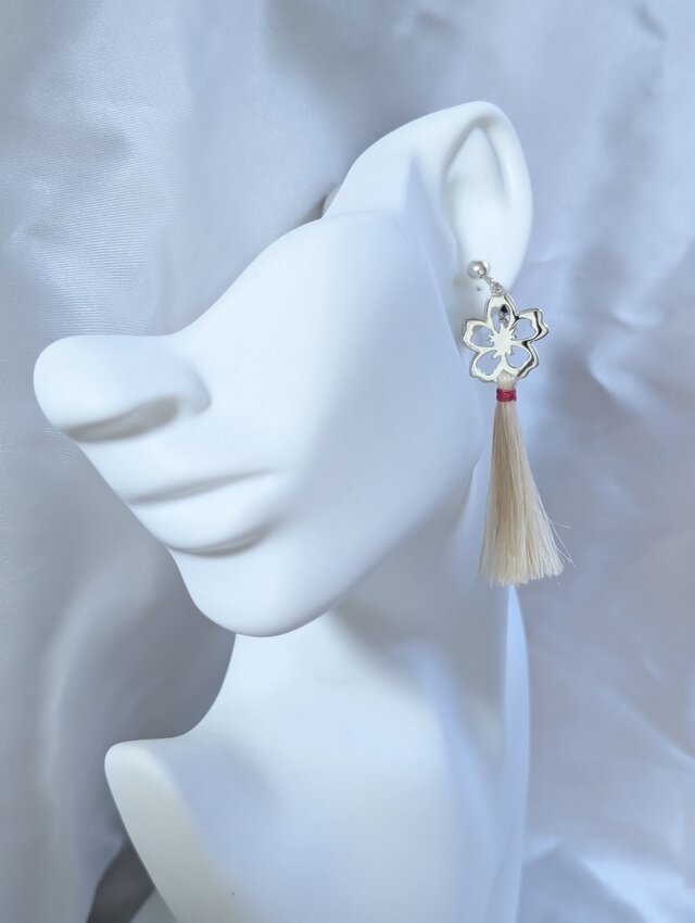 “桜の舞巫女”～巫女の耳飾り～ silver925×精麻