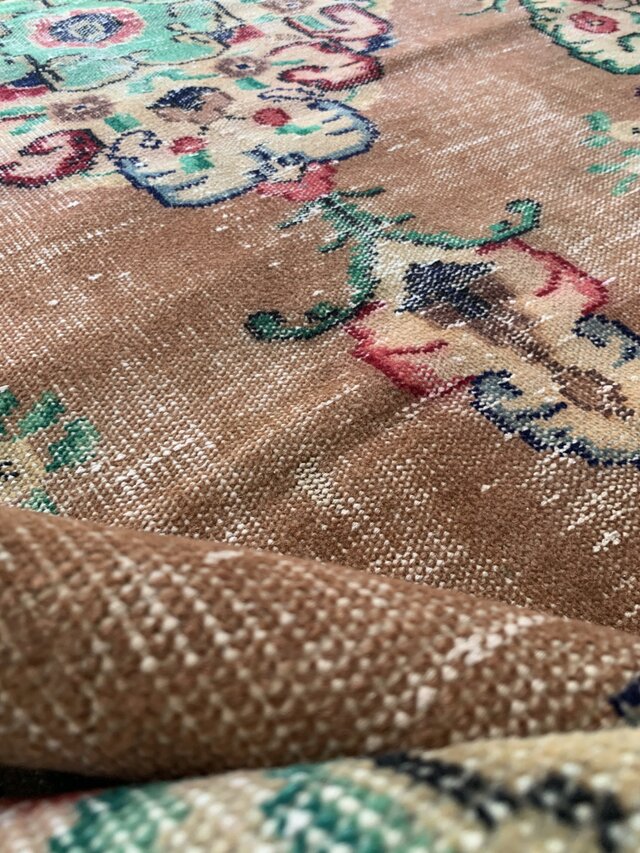 超大判 特大 271×140超レア トルコヴィンテージラグ テラコッタ